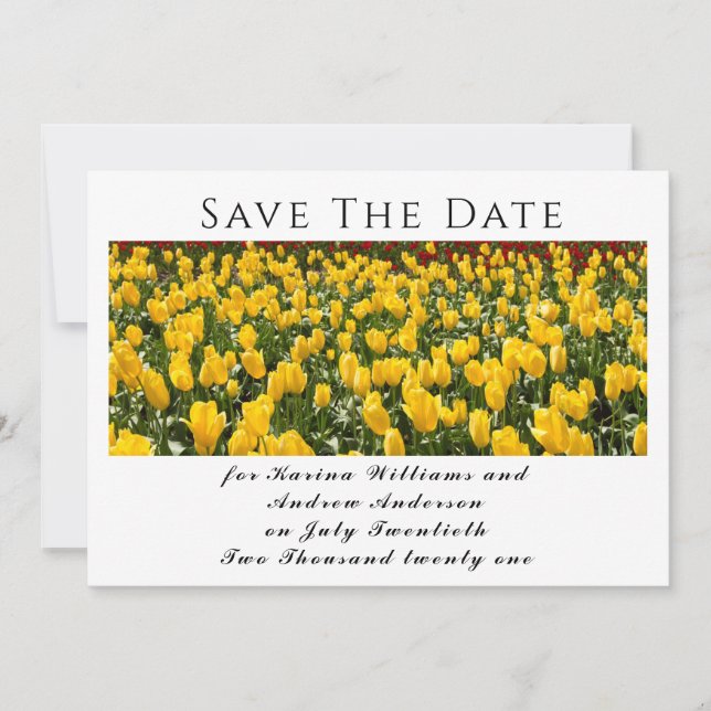 Spring Tulips Flat Save The Date Card (Devant)