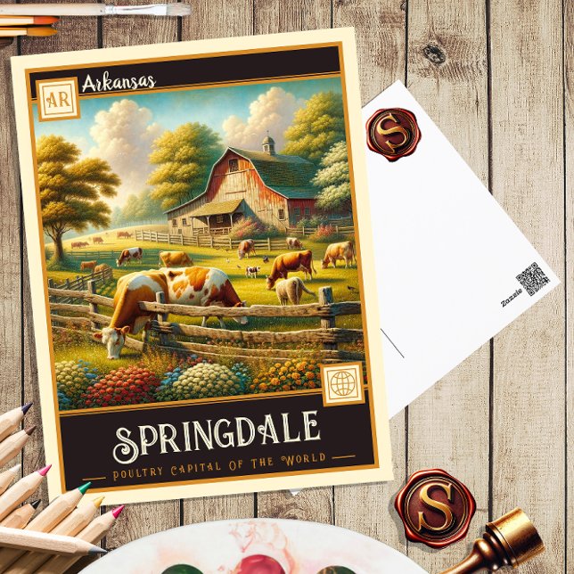 Springdale, Arkansas | Carte postale Vintage (Créateur téléchargé)