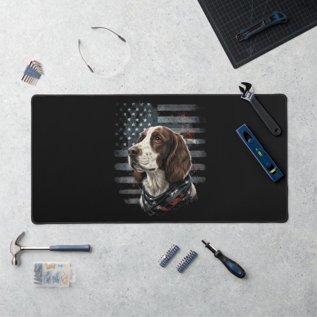 Springer Spaniel Chien Drapeau Américain (Poste de travail)