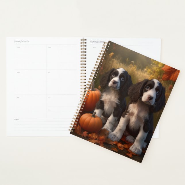 Springer Spaniel Chiot Automne Citrouille de plais (Devant avec enveloppe)