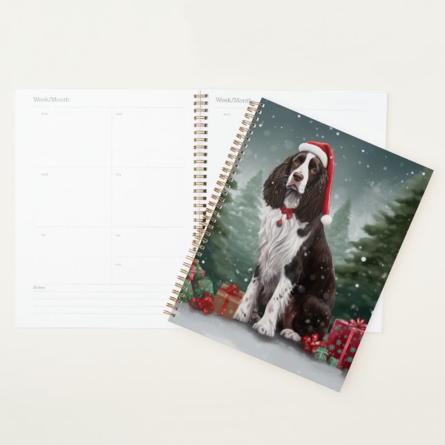 Springer Spaniel dans la neige Noël (Devant avec enveloppe)