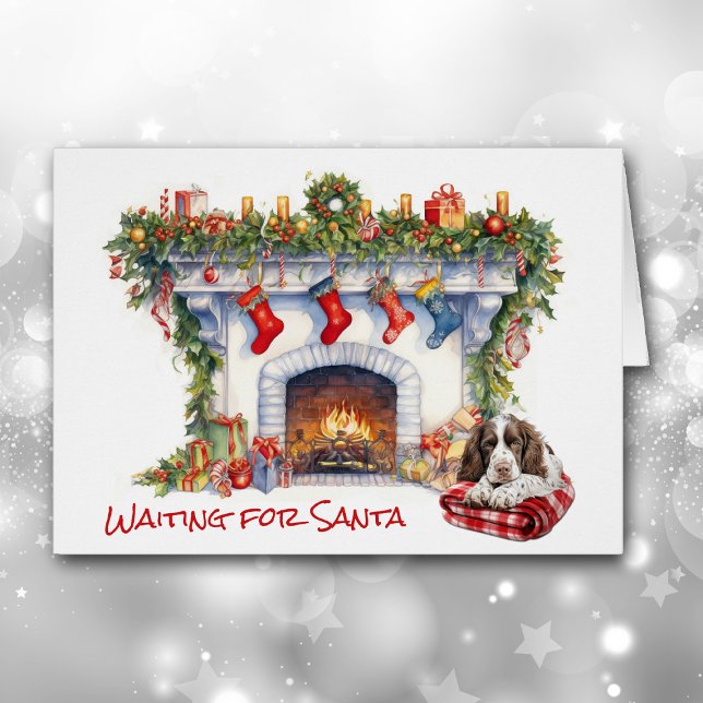 Springer Spaniel Dog Attendre Père Noël Cheminée (Créateur téléchargé)