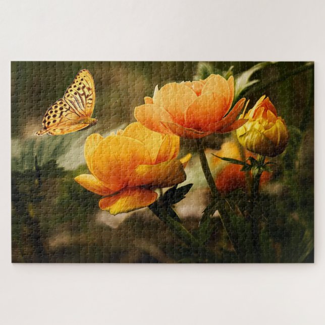 Springtime Orange Floral Garden 1014 Piece Puzzle (Horizontal)