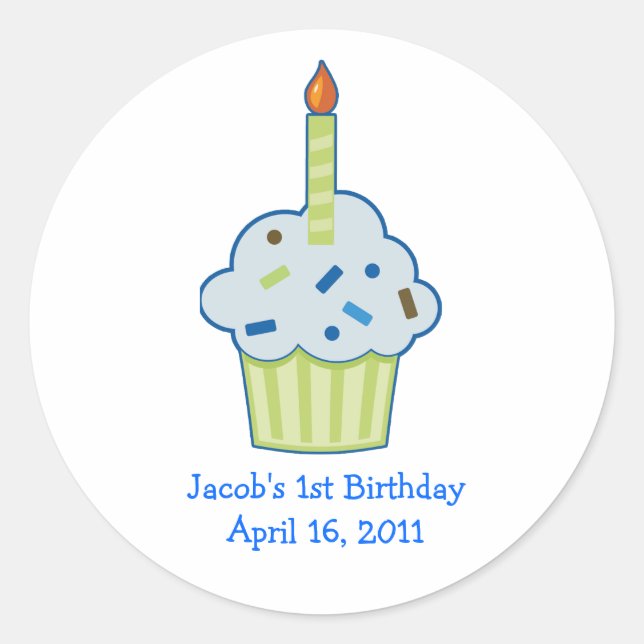 Sprinkle Cupcake 1er Anniversaire Stickers Favoris (Devant)