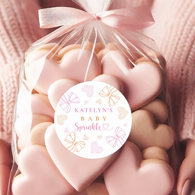 Sprinkle Ribbon Baby Shower Round Stickers (Créateur téléchargé)