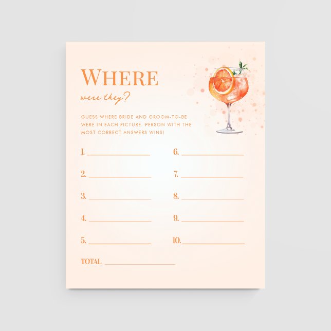 Spritz Boisson Où Étaient-Ils Fête des mariées Jeu (Créateur téléchargé)