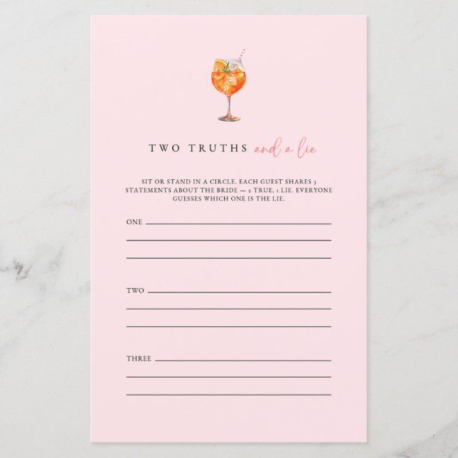 Spritz Deux Vérités Et Un Jeu De Fête des mariées  (Devant)