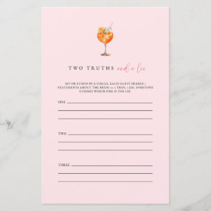 Spritz Deux Vérités Et Un Jeu De Fête des mariées 