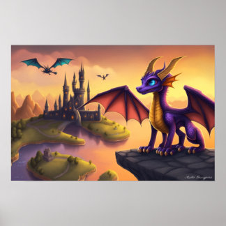 Spyro le petit dragon poster d'art imaginaire