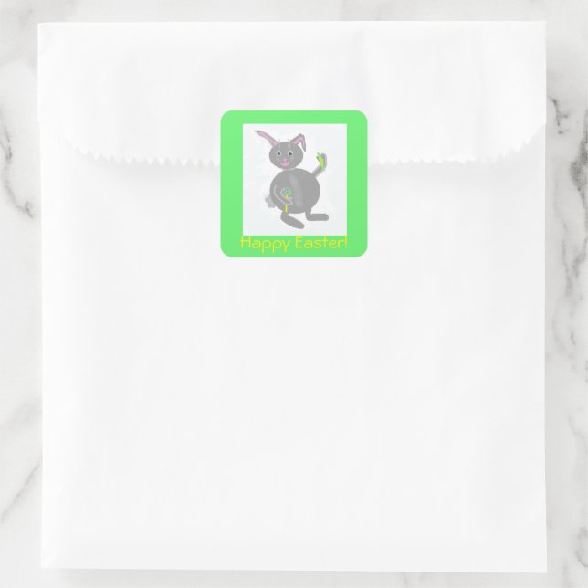 Square Bunny Easter Stickers (Sac)