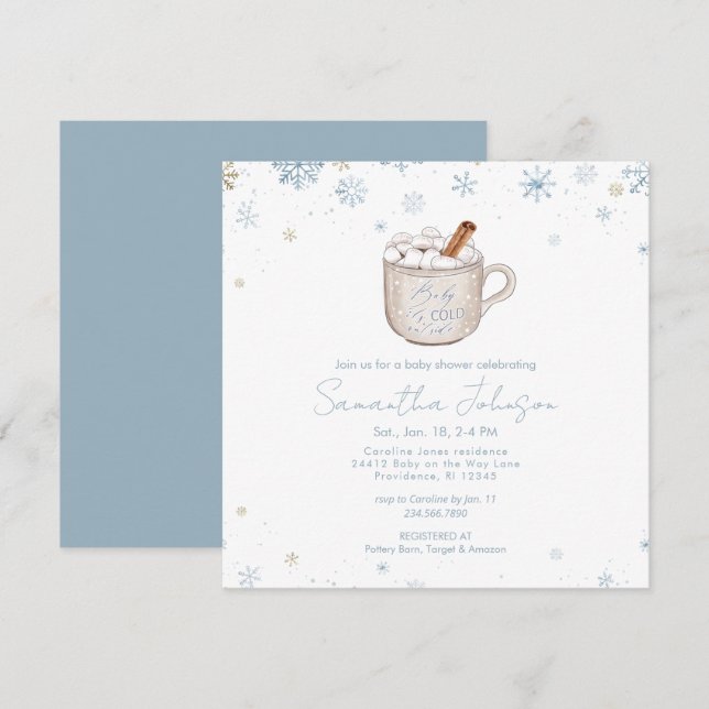 Square Dusty Blue Baby It's Cold Outside Shower (Devant / Derrière)
