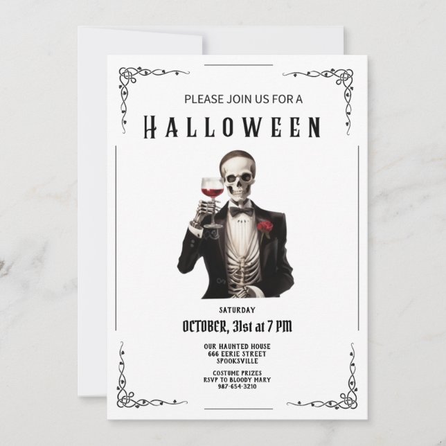 Squelette Adulte Halloween Fête Invitation (Devant)