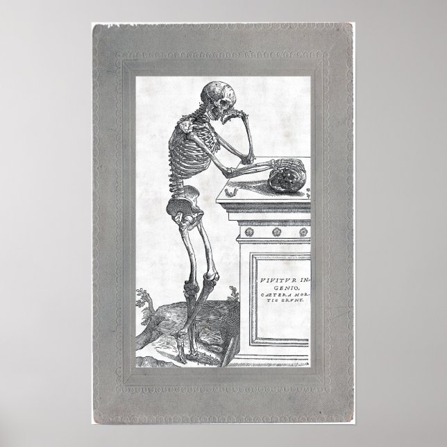 Squelette avec affiche crâne (Devant)