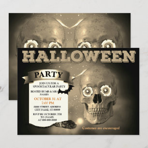 Squelette Bat Halloween Fête Invitation