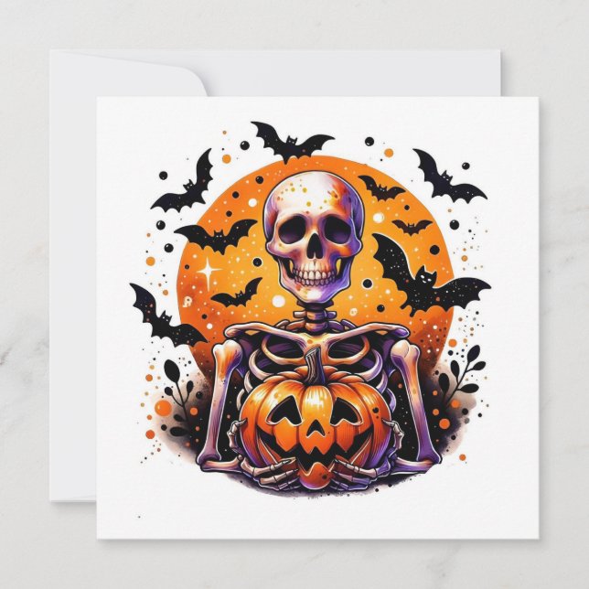 squelette carte plate Halloween (Devant)