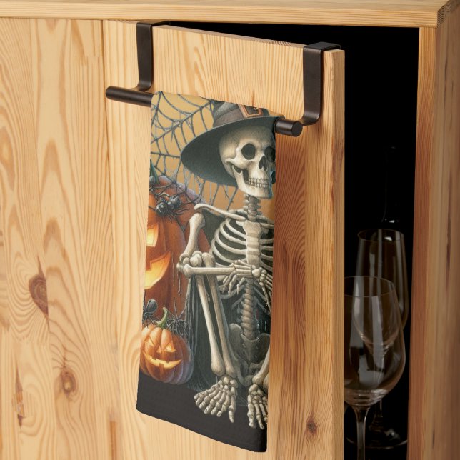 Squelette Citrouille Halloween serviettes de cuisi (Pliage en tiers)