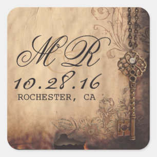 squelette clé vintage mariage stickers