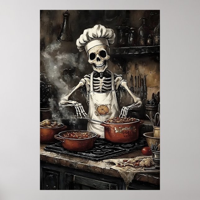 Squelette dans une impression de cuisine, cuisine  (Devant)