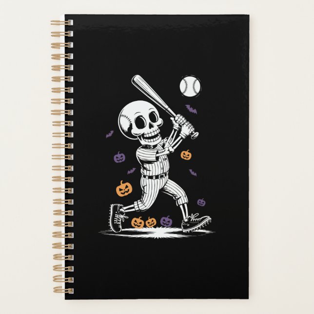 Squelette de baseball Halloween frappant (Devant)