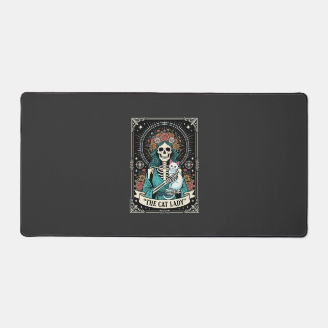 Squelette de Dame aux Chats Tarot Floral Gothique (Recto)