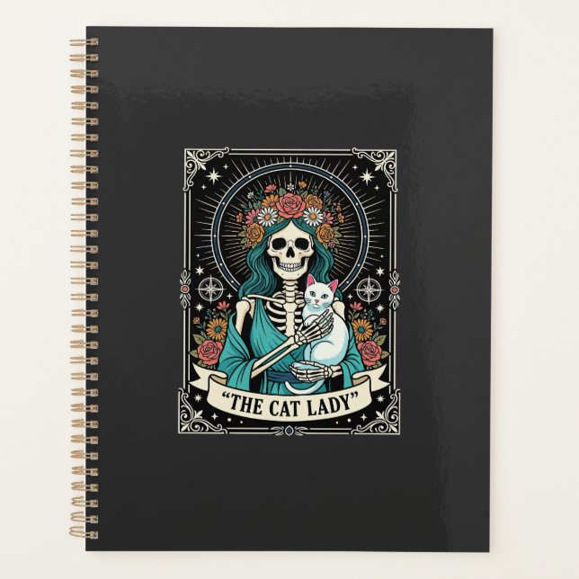 Squelette de Dame aux Chats Tarot Floral Gothique (Devant)