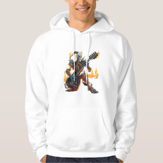 squelette de feu avec guitare et Sweat - shirt à c