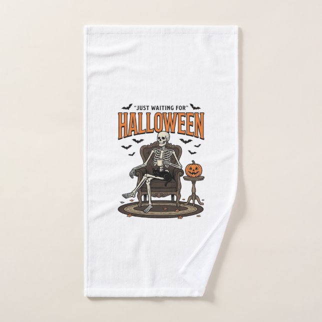 Squelette d'Halloween attendant drôle Vintage_1 (Serviette à main)
