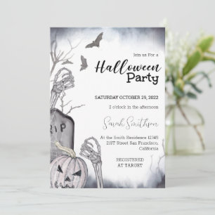 Squelette éffrayant Invitation de la fête d'Hallow