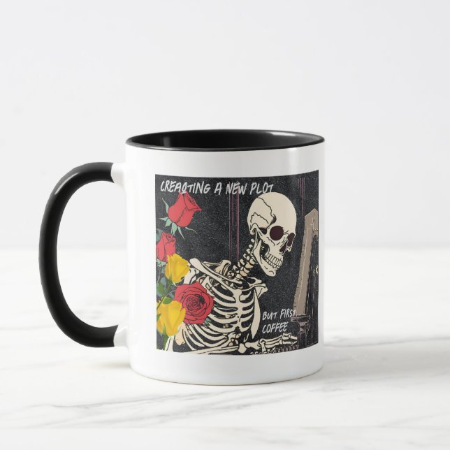 Squelette et Rose Mug de l'écrivain (Gauche)