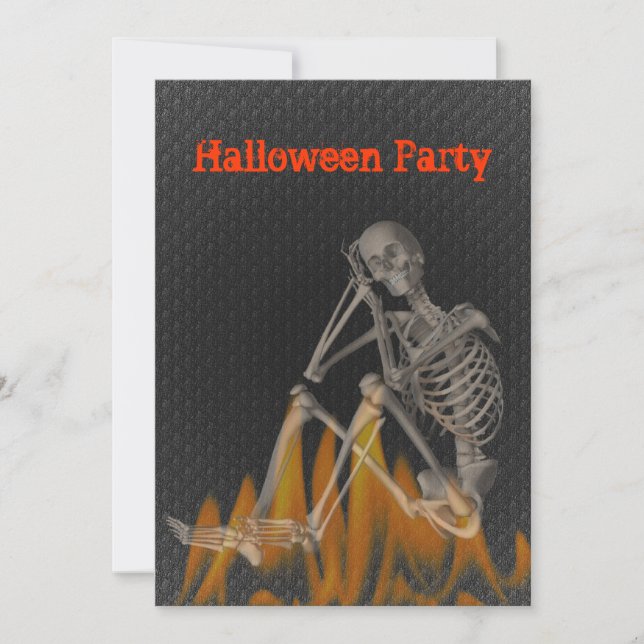 Squelette Flames Halloween Invitation (Devant)