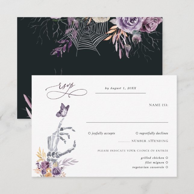 Squelette floral | Réponse de mariage d'Halloween (Devant / Derrière)