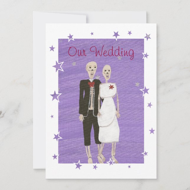 Squelette Halloween Invitations de mariage, Person (Devant)