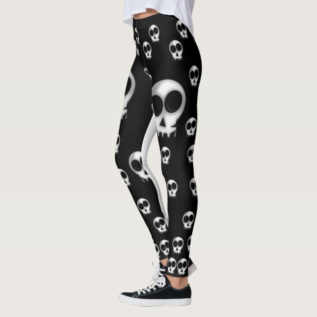 squelette noir blanc leggings adolescent long (Gauche)
