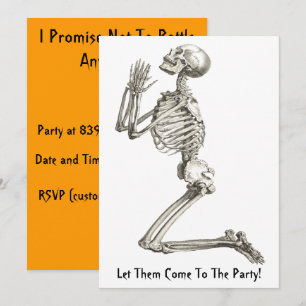 Squelette priant Invitation d'Halloween