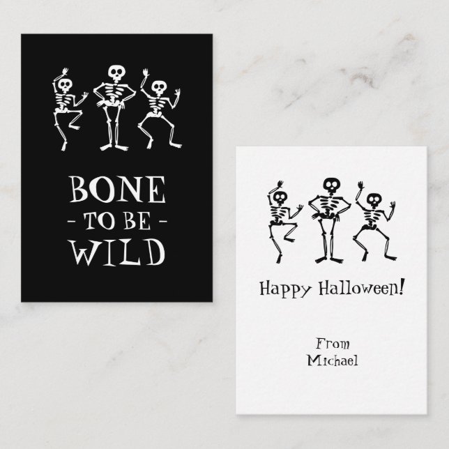 Squelette sauvage Skeleton Halloween Cartes de cla (Devant / Derrière)