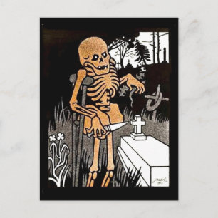 Squelette Tending la carte postale Grave