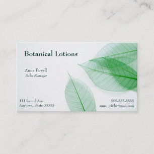 Squelettes de feuilles sur carte de visite blanc