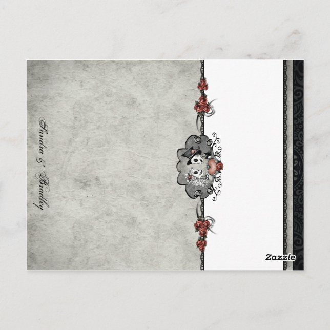 Squelettes mariages Gris BLANC Pliage Cartes de pl (Dos)