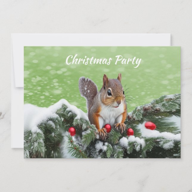 Squirrel Noël Fête Invitation (Devant)