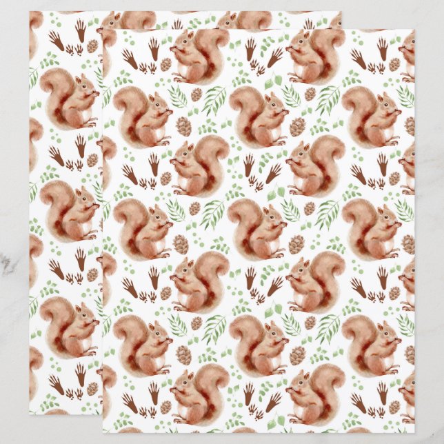Squirrels Scrapbook Paper (Devant / Derrière)