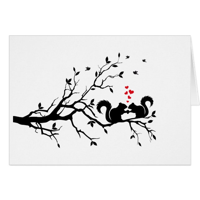 Squrrels avec les coeurs rouges sur la branche (Devant horizontal)