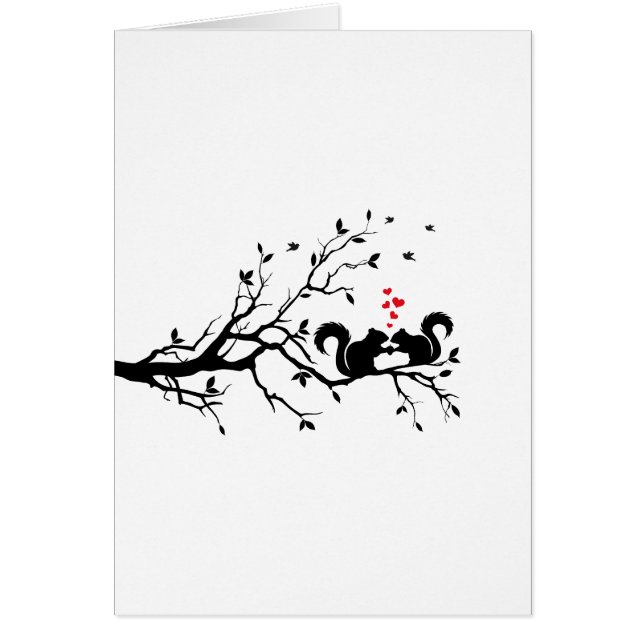 Squrrels avec les coeurs rouges sur la branche (Devant)