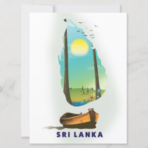 Sri Lanka Carte illustrée affiche touristique.