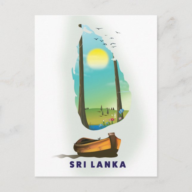 Sri Lanka Carte illustrée affiche touristique. (Devant)