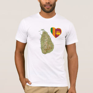 Sri Lanka Drapeau Coeur et carte T-shirt