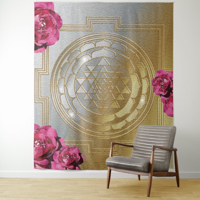 Sri Yantra et le parfum des Roses II - Tapisserie (En situation)