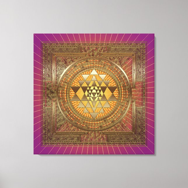 Sri Yantra Purple Sun - Toile Enveloppée (Recto)