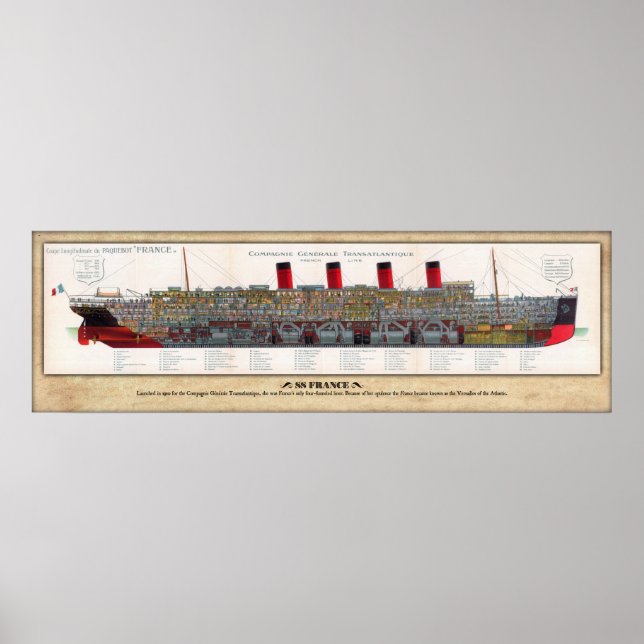 SS France cutaway/Inboard Porfile Poster (Devant)