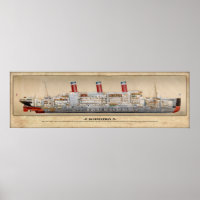 SS Leviathan Inboard Profile/Cutaway Poster