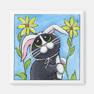 Ssh… Je chasse des lapins ! - Aimant de chat